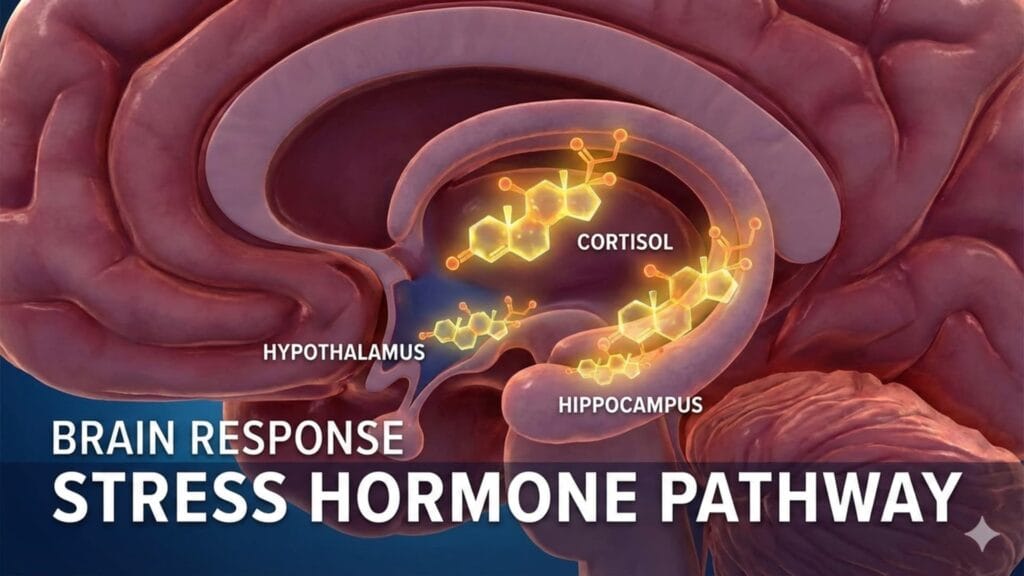Picture of brain  realising cortisol hormone when breakup