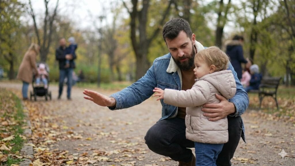 A dad saying no to something showing parenting